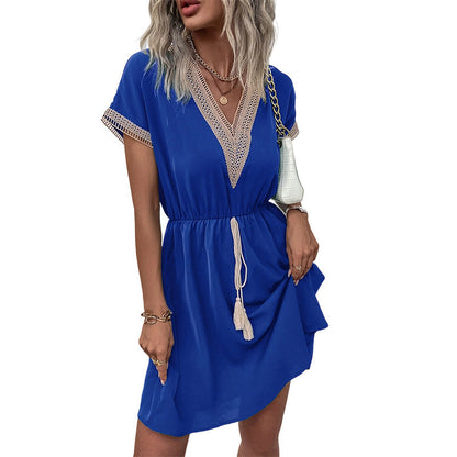 Women's Boho Lace V-Neck Dress