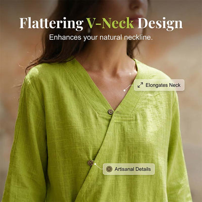 Women's Casual V-Neck Button Front Blouse