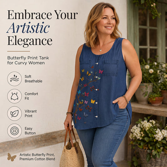 Women's Summer Butterfly Print Tank Top