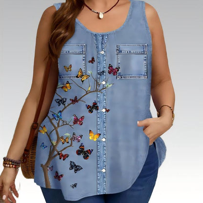 Women's Summer Butterfly Print Tank Top