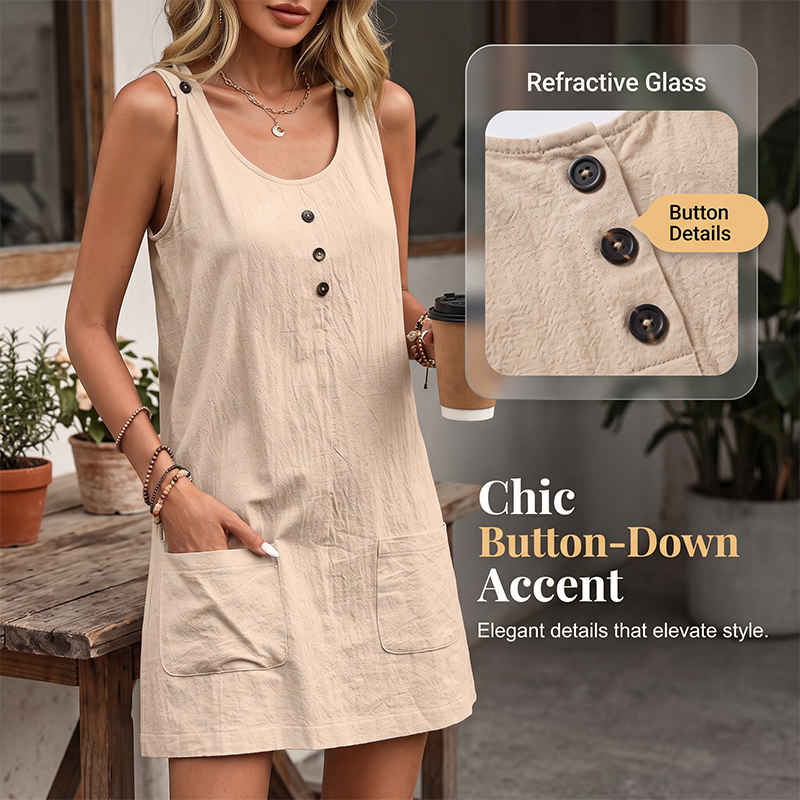 Women's Summer Sleeveless Dress with Pockets