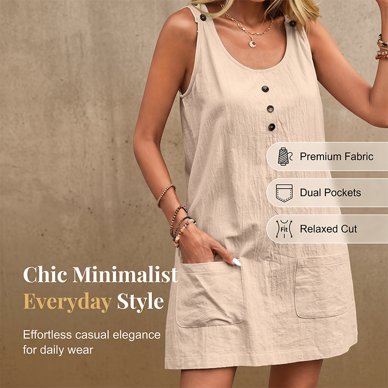 Women's Summer Sleeveless Dress with Pockets