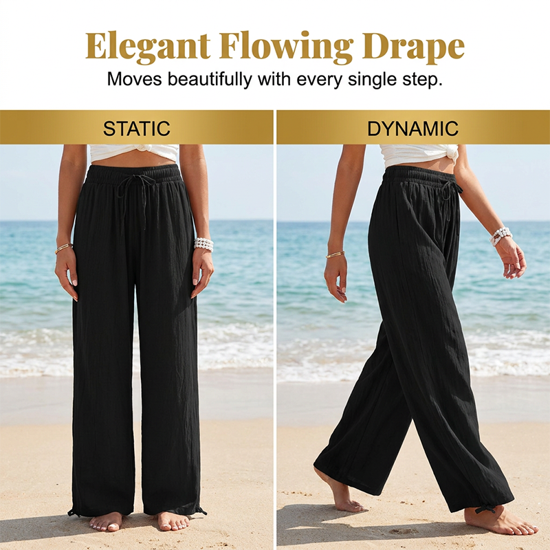 Women's Casual High-Waist Wide-Leg Pants