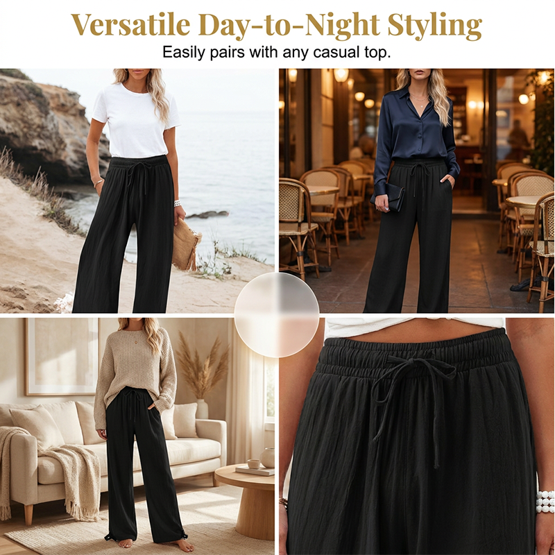 Women's Casual High-Waist Wide-Leg Pants