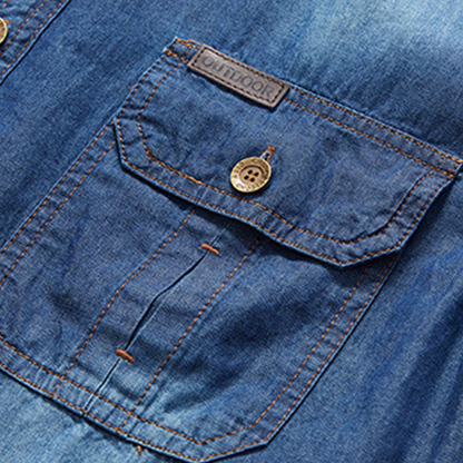👕 Men’s Washed Denim Shirt – Rugged Charm, Effortless Cool 💙