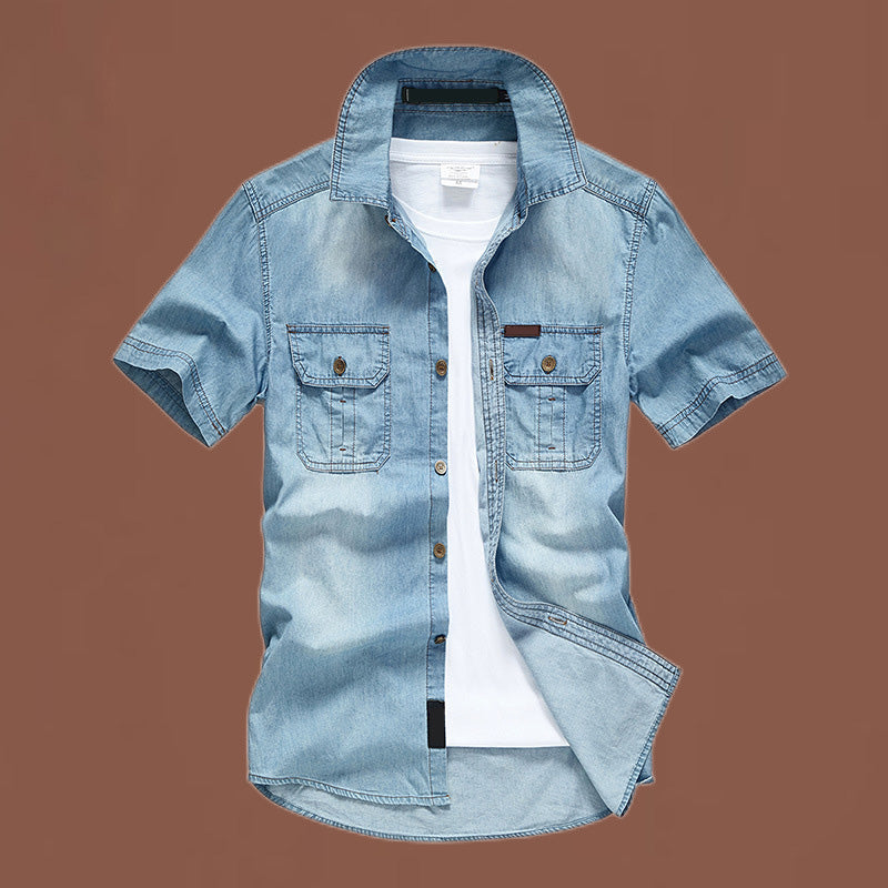 👕 Men’s Washed Denim Shirt – Rugged Charm, Effortless Cool 💙