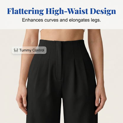 👖Women High Waist Solid Wide Leg Trousers – Slimming Long Straight Cut & Wrinkle Resistant Fabric 💕