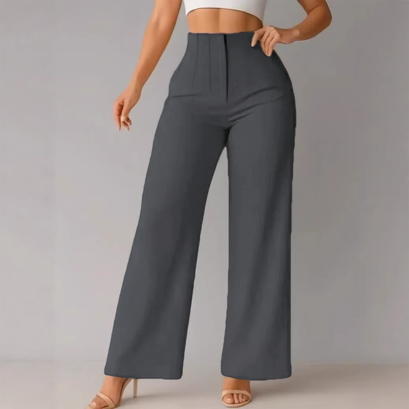 👖Women High Waist Solid Wide Leg Trousers – Slimming Long Straight Cut & Wrinkle Resistant Fabric 💕