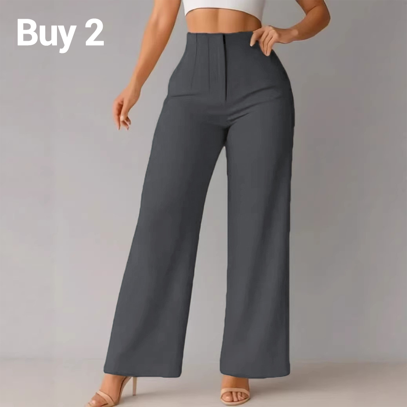👖Women High Waist Solid Wide Leg Trousers – Slimming Long Straight Cut & Wrinkle Resistant Fabric 💕
