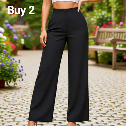 👖Women High Waist Solid Wide Leg Trousers – Slimming Long Straight Cut & Wrinkle Resistant Fabric 💕