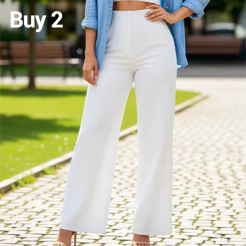 👖Women High Waist Solid Wide Leg Trousers – Slimming Long Straight Cut & Wrinkle Resistant Fabric 💕