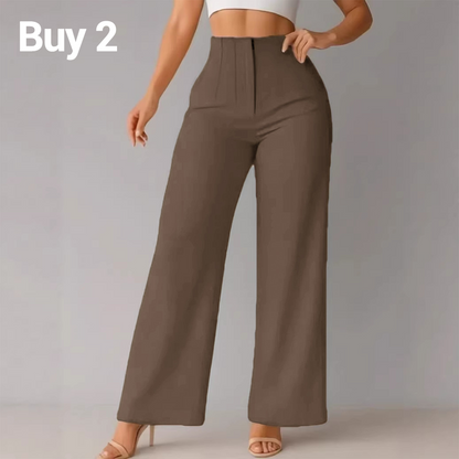 👖Women High Waist Solid Wide Leg Trousers – Slimming Long Straight Cut & Wrinkle Resistant Fabric 💕