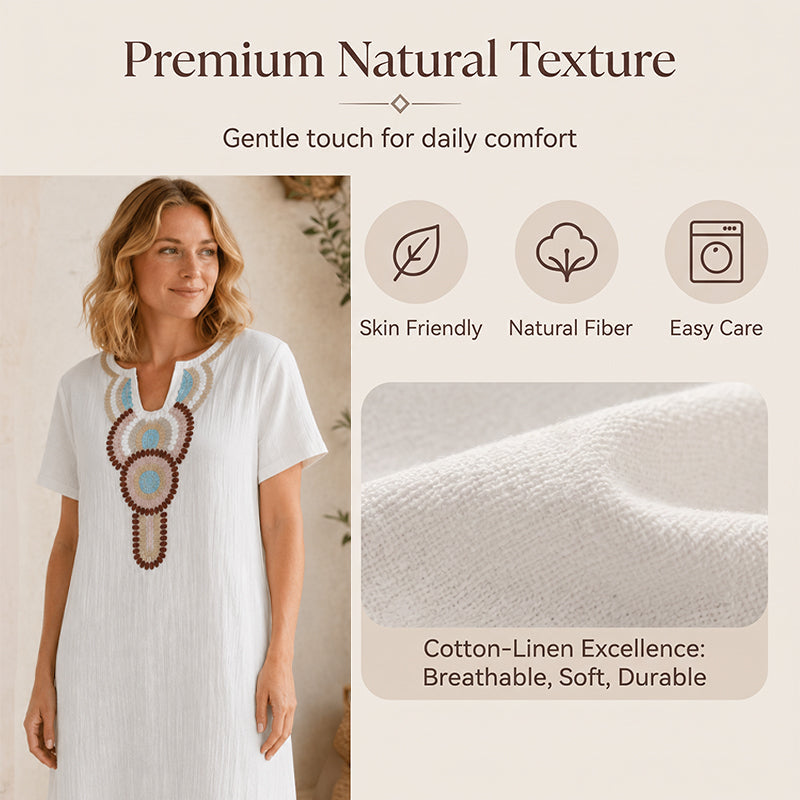 Women's Embroidered Maxi Dress with Front Slit