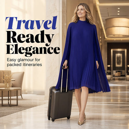 Women's Round-Neck Cape Sleeve Mini Dress