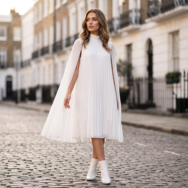 Women's Round-Neck Cape Sleeve Mini Dress