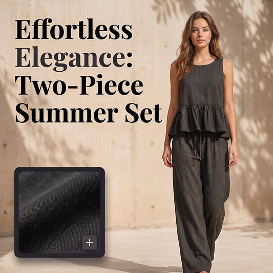 Women Casual Sleeveless Ruffle Top and Wide Leg Long Pants Set