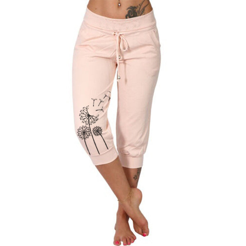 Women's High Waisted Drawstring Cropped Pants