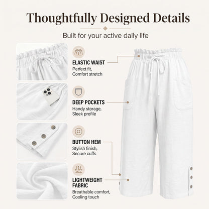 Women's Cotton Linen Wide Leg Pants