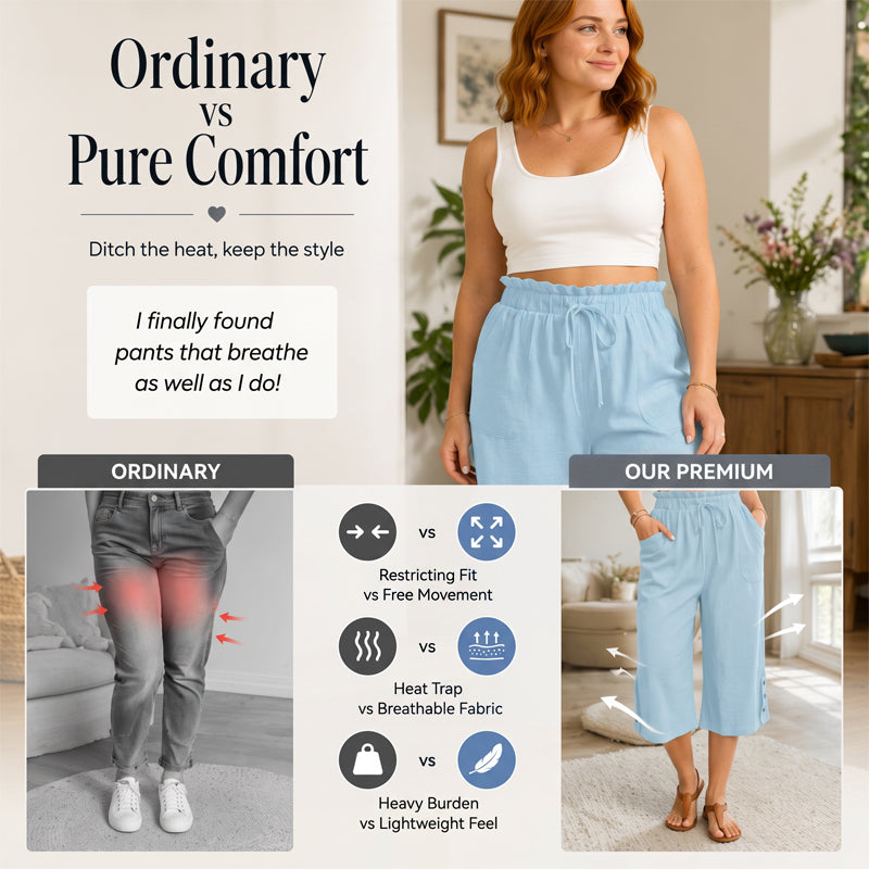 Women's Cotton Linen Wide Leg Pants