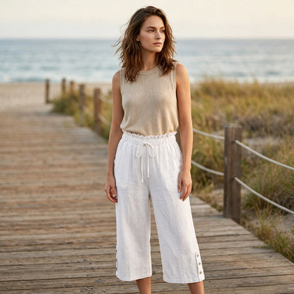 Women's Cotton Linen Wide Leg Pants
