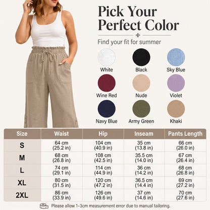 Women's Cotton Linen Wide Leg Pants