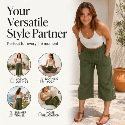 Women's Cotton Linen Wide Leg Pants