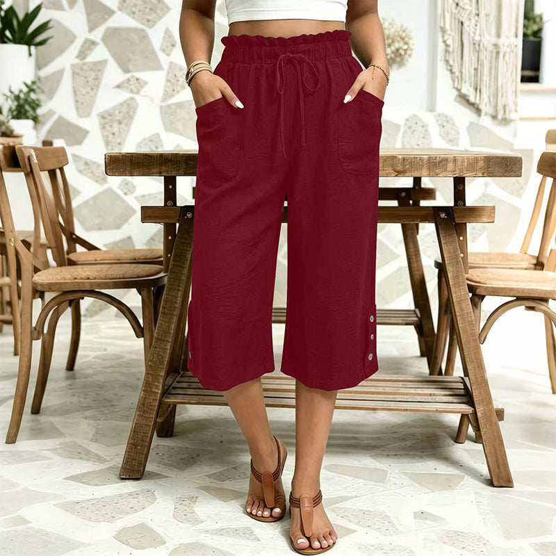 Women's Cotton Linen Wide Leg Pants
