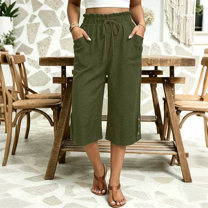 Women's Cotton Linen Wide Leg Pants