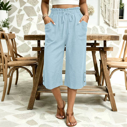 Women's Cotton Linen Wide Leg Pants