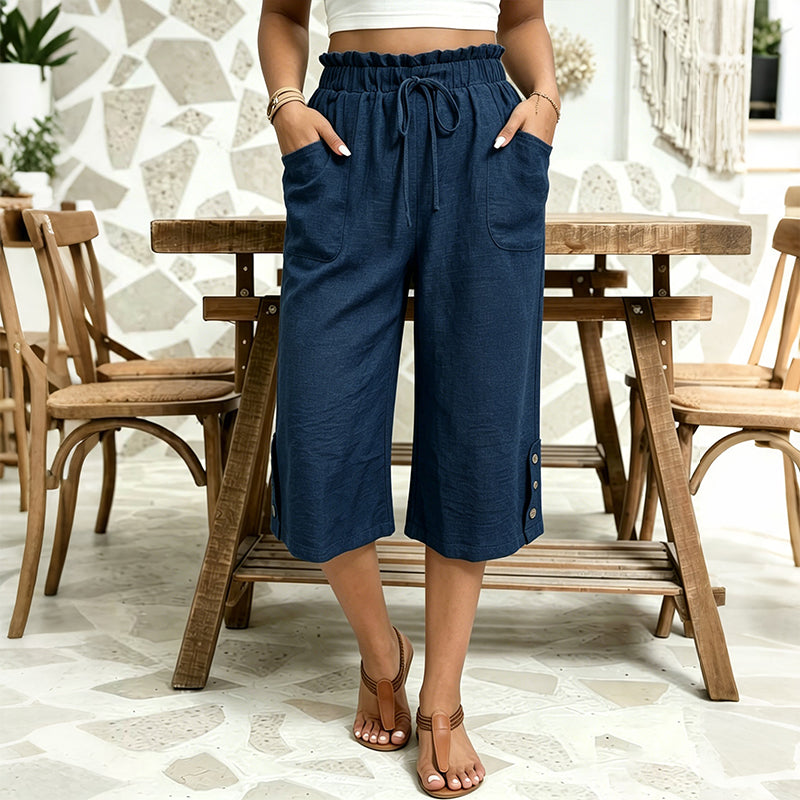 Women's Cotton Linen Wide Leg Pants