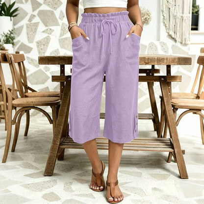 Women's Cotton Linen Wide Leg Pants
