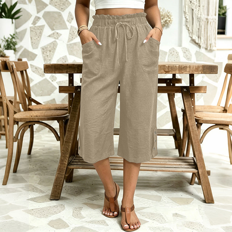 Women's Cotton Linen Wide Leg Pants