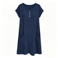 Women's Casual Short-Sleeve Knee-Length Dress with Pockets