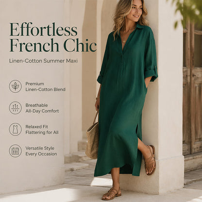 🎁New Arrivals 55% OFF💥Women Loose Cotton Linen Shirt Maxi Dress