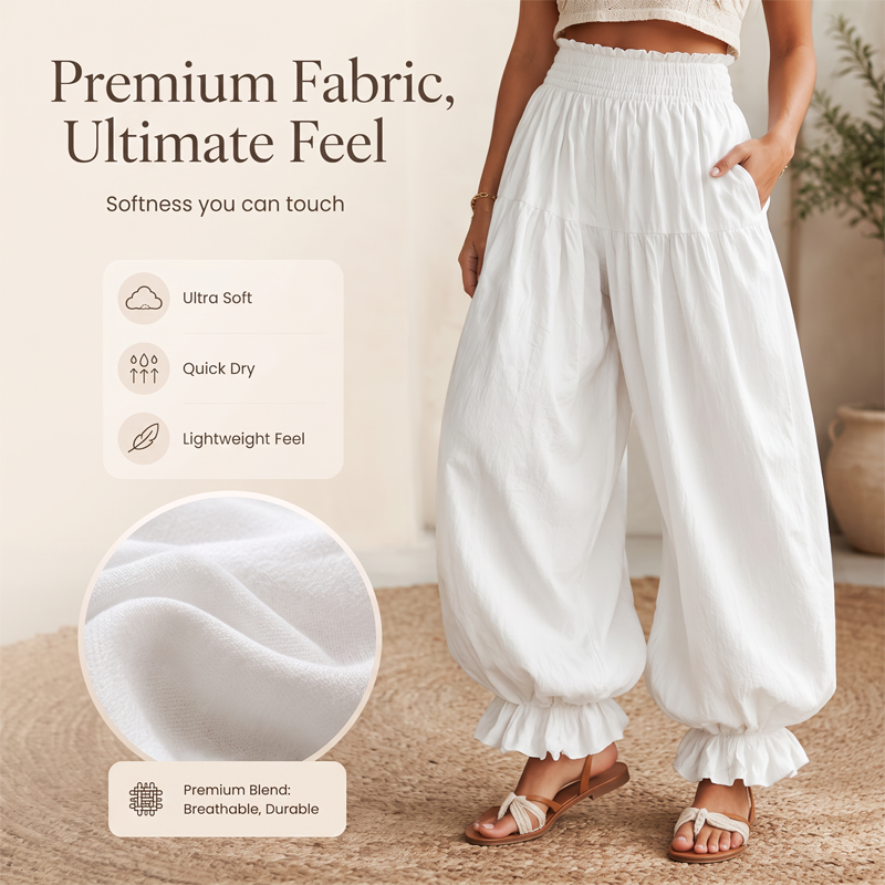 Women's Casual Ruffle Hem Lantern Pants