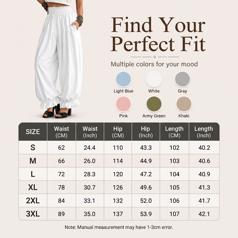 Women's Casual Ruffle Hem Lantern Pants