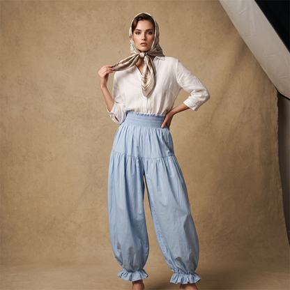 Women's Casual Ruffle Hem Lantern Pants