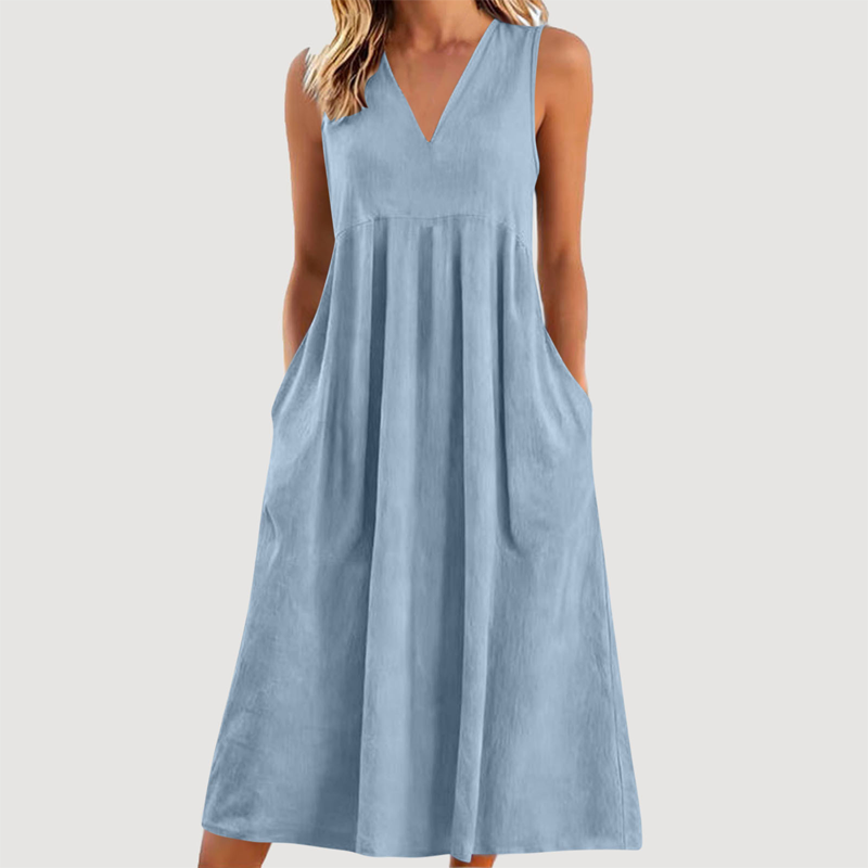 Women's Casual V-Neck Sleeveless Midi Dress