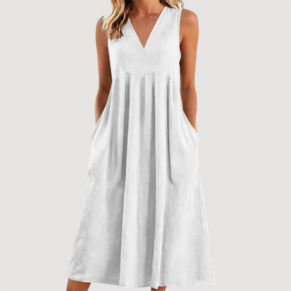 Women's Casual V-Neck Sleeveless Midi Dress