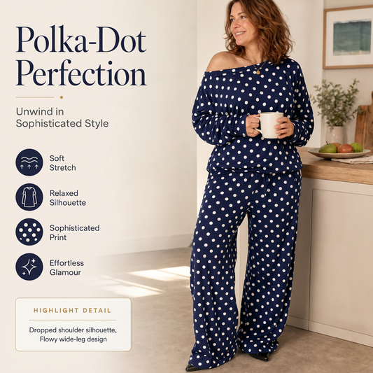Women's Off-Shoulder Polka Dot 2-Piece Set