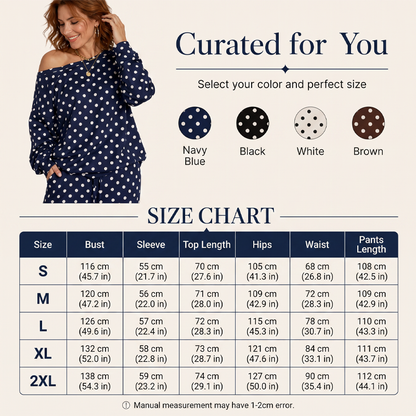 Women's Off-Shoulder Polka Dot 2-Piece Set
