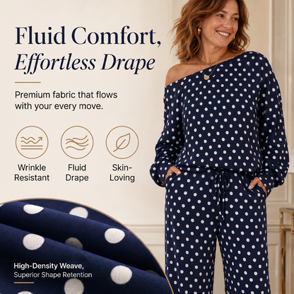 Women's Off-Shoulder Polka Dot 2-Piece Set