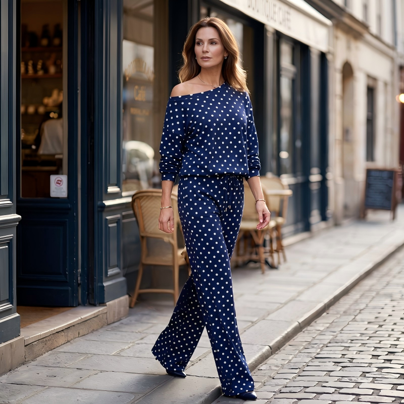 Women's Off-Shoulder Polka Dot 2-Piece Set