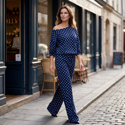 Women's Off-Shoulder Polka Dot 2-Piece Set