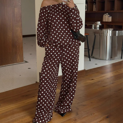 Women's Off-Shoulder Polka Dot 2-Piece Set