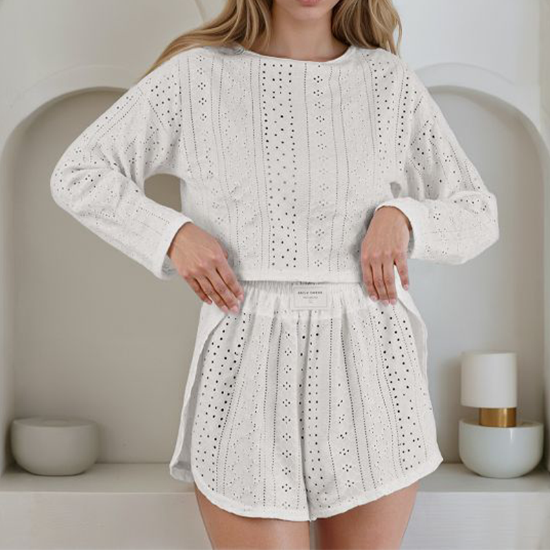 Women's Summer Eyelet Knit 2-Piece Set