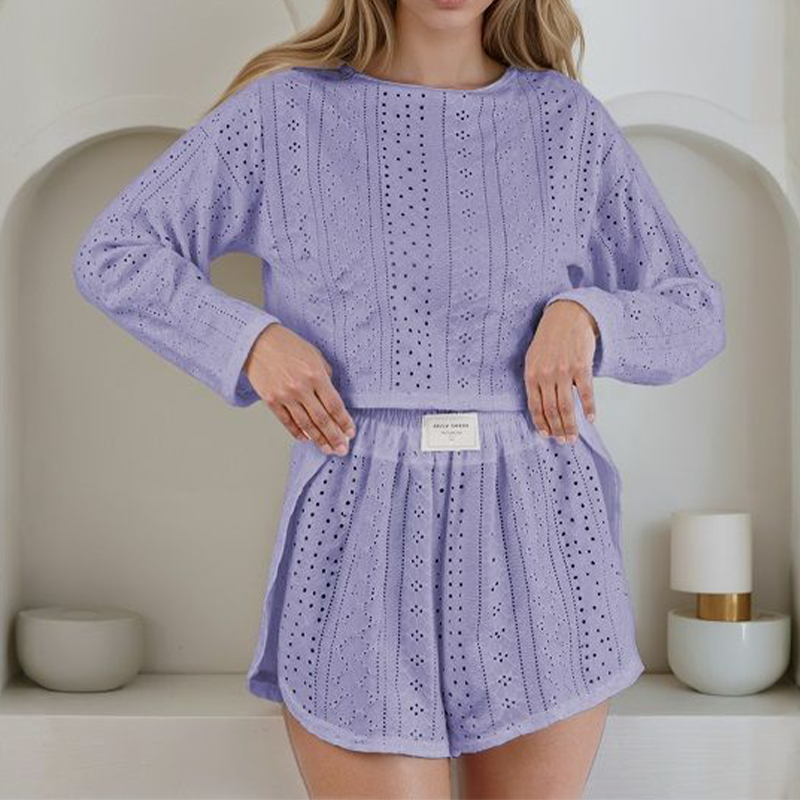 Women's Summer Eyelet Knit 2-Piece Set