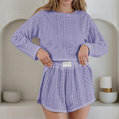 Women's Summer Eyelet Knit 2-Piece Set