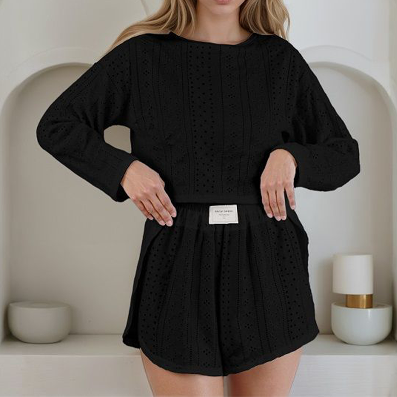Women's Summer Eyelet Knit 2-Piece Set