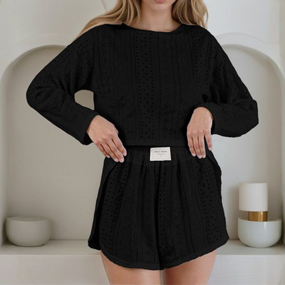 Women's Summer Eyelet Knit 2-Piece Set
